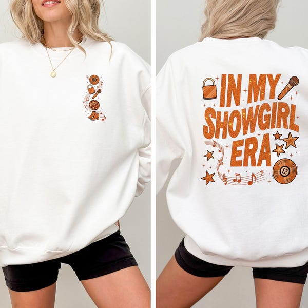 In My Showgirl Era Sweatshirt – Retro Graphic Hoodie – Cozy Concert Crewneck – Vintage Showgirl Aesthetic Top for Women - New Album Shirt