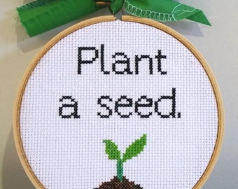 Plant a Seed cross stitch PDF pattern for instant download