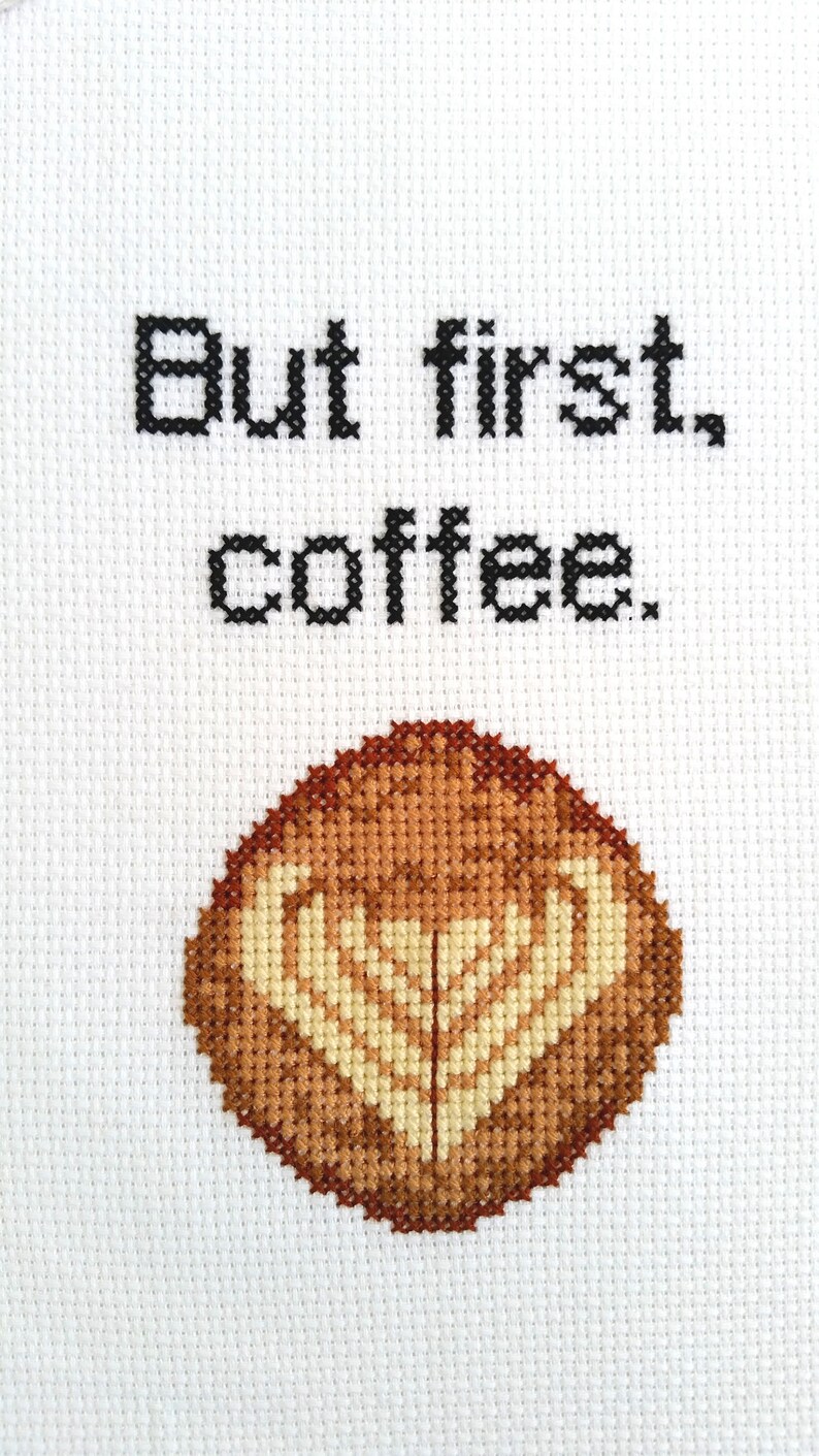 But First, Coffee cross stitch PDF pattern for instant download image 6