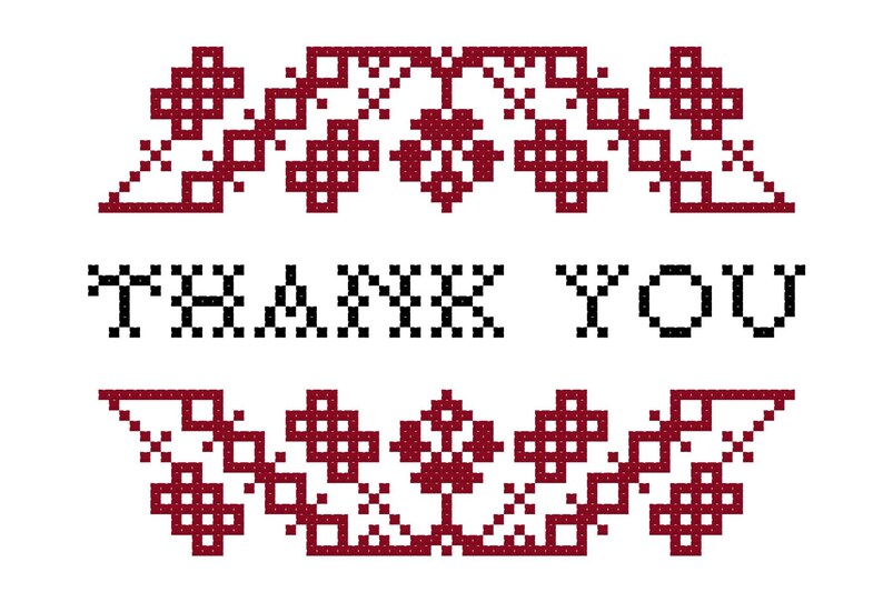 Thank You folk cross stitch pattern PDF for instant download image 2