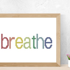 Breathe cross stitch PDF pattern for instant download image 1