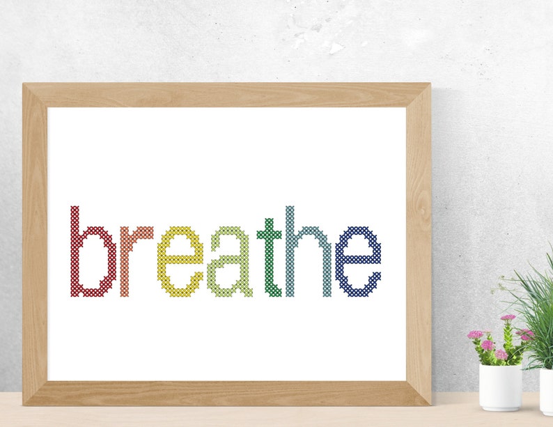 Breathe cross stitch PDF pattern for instant download image 1