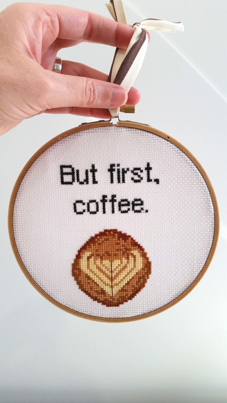 But First, Coffee cross stitch PDF pattern for instant download image 4