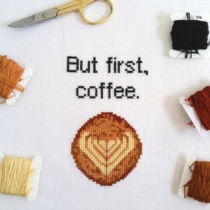 But First, Coffee cross stitch PDF pattern for instant download image 7