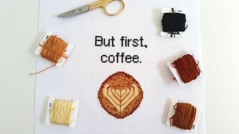 But First, Coffee cross stitch PDF pattern for instant download image 7