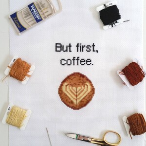 But First, Coffee cross stitch PDF pattern for instant download image 5