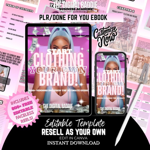 PLR eBook Clothing Brand Guide DFY Digital Product PLR Template Digital Sales Resell clothing brand dfy ebook plr product Done For You
