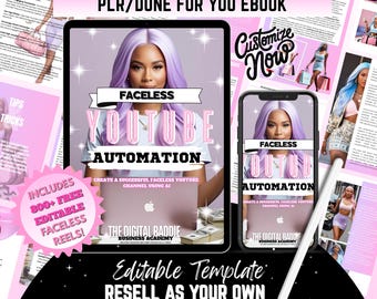 Faceless YouTube Automation PLR Ebook Start a Faceless YouTube Channel with AI Resell Rights DFY YouTube Course Digital Product Guide