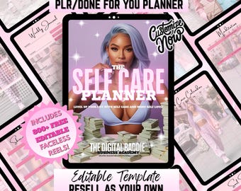 Planejador Digital PLR Planejador de Autocuidado DFY Planejador PLR para revender Planejador de Amor Próprio Pronto para Você Planejador Digital Boss Girl Boss Babe Level Up