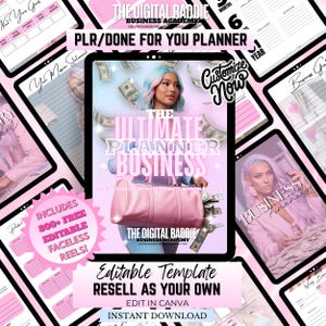 PLR Business Planner Girl Boss Planner DFY product to resell business planner template Done For You Digital Planner Small Business journal
