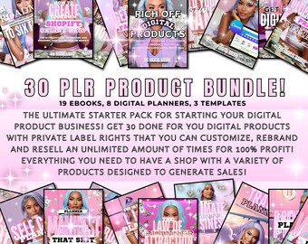 Kit Imperio de Productos Digitales / 30 eBooks PLR, Planificadores y Plantillas de Negocios Online Listos para Usar / Tienda de Productos de Reventa para Ingresos Pasivos