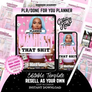 PLR Journal ebook template PLR digital planner Done For You planner resell rights manifestation planner dfy template manifest journal ebook