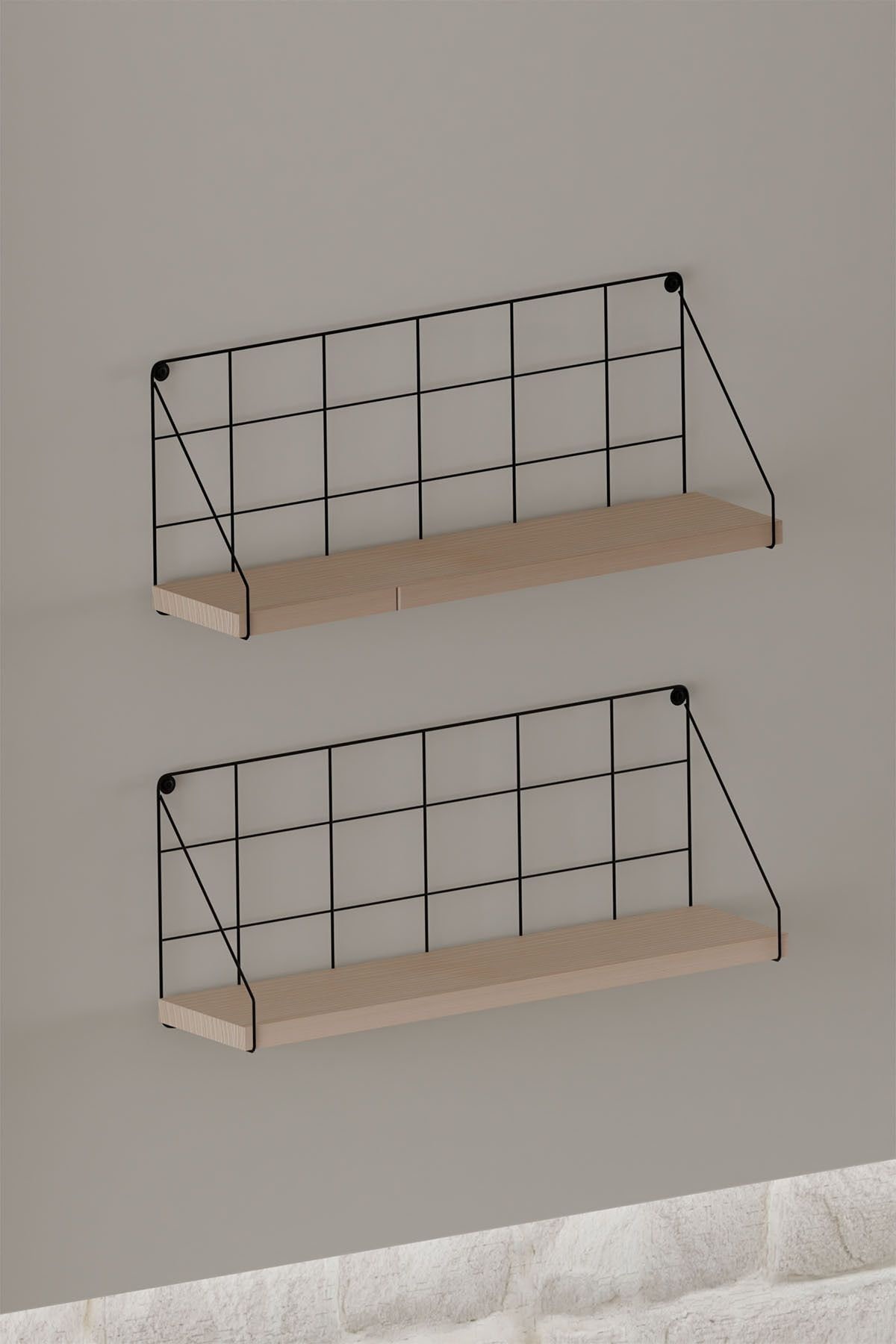 Minimalist Design Wooden Shelf With Metal Hanger Single Model, Elegance ...