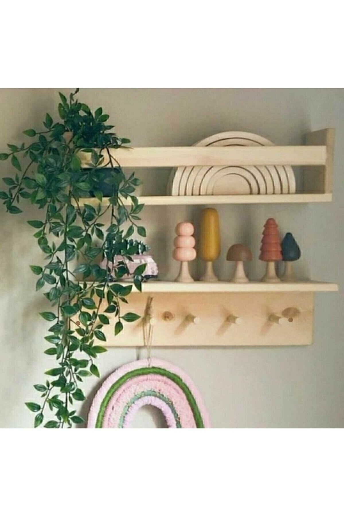 Wooden hanging rack and bookcase shelf educational montessori shelf