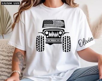 Custom American Offroad Shirt: USA Flag 4WD Design