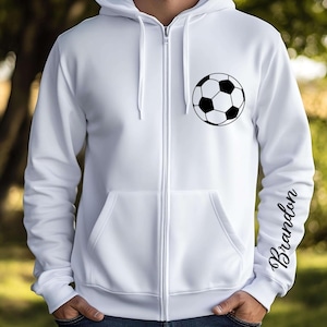 Personalized Soccer Player Zip Up Hoodie: Custom Soccer Mom and Dad Gift