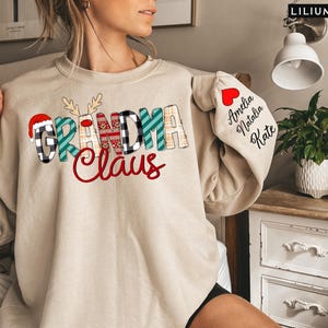 Personalized Grandma Sweatshirt with Grandkids Names on Sleeve, Custom Grandma Hoodie, Granny Clothing, Mothers Day Gift, Cute Nana Outfit