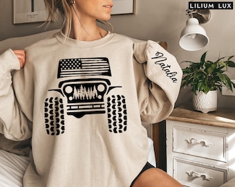 Custom American Offroad Shirt: USA Flag 4WD Sweatshirt