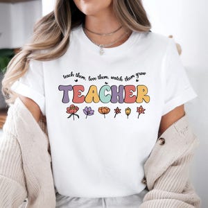 Floral Teacher Shirt, Teacher Life Shirt, Retro Teacher Shirt, Teacher Appreciation Gifts, Personalized Teacher Gifts, Teacher Mrs Gift Tees