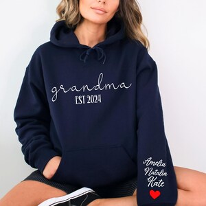 Personalized Grandma Sweatshirt: Est Year, Grandkids Names Sleeve