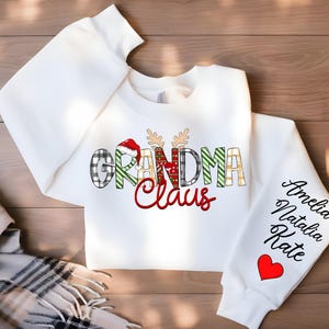 Personalized Grandma Sweatshirt with Grandkids Names on Sleeve, Custom Grandma Hoodie, Granny Clothing, Cute Nana Outfit, Mothers Day Gift