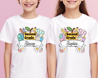 Personalized 2nd Grade Shirt, Back to School Kids Tee