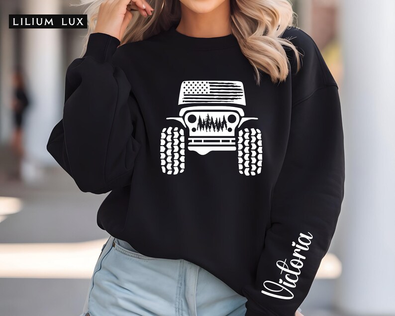American Flag Offroad 4WD Sweatshirt, Jeep Lover Gift image 8