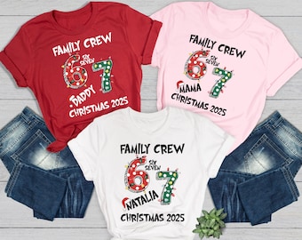 Custom Six Seven Family Christmas Matching Shirt: Christmas Crew 6 7 T-Shirt