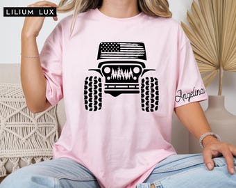 American Offroad Shirt: USA Flag 4WD Forest Tee