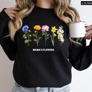 Custom Birth Flower Sweatshirt: Grandma&#39;s Garden, Personalized Mom Gift
