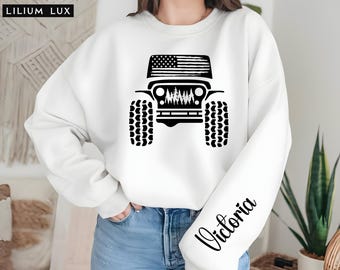 American Flag Offroad 4WD Sweatshirt, Jeep Lover Gift