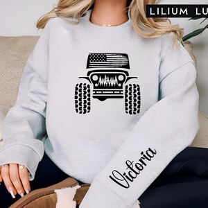 American Flag Offroad 4WD Sweatshirt, Jeep Lover Gift image 3