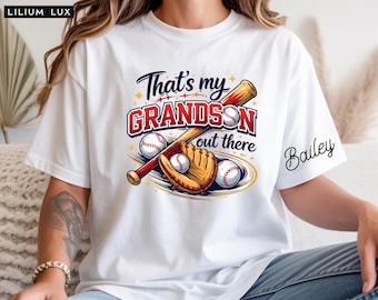 Camiseta de béisbol para abuela, regalos de béisbol personalizados, camiseta "Ese es mi nieto"