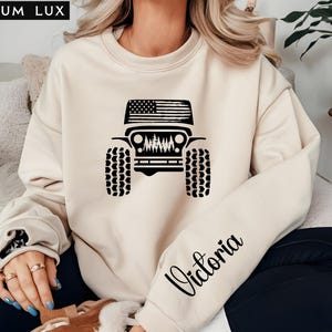 American Flag Offroad 4WD Sweatshirt, Jeep Lover Gift image 2