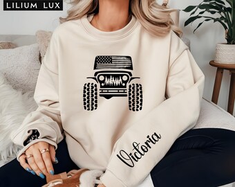 American Flag Offroad 4WD Sweatshirt, Jeep Lover Gift