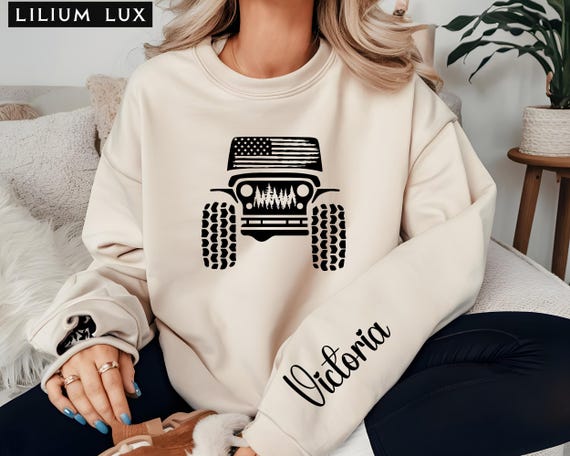American Flag Offroad 4WD Sweatshirt, Jeep Lover Gift