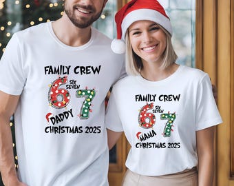 Custom Family Christmas Six Seven Matching Shirt: 2026 Christmas Crew 6 7 T-Shirts