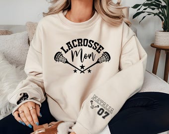 Custom Lacrosse Mom Sweatshirt: Personalized Name & Number Hoodie