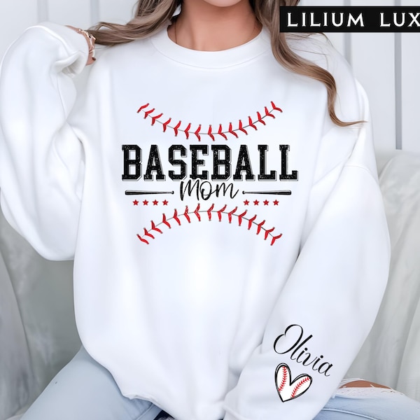Personalized Baseball Mom Sweatshirt: Kids Names, Gameday Gift