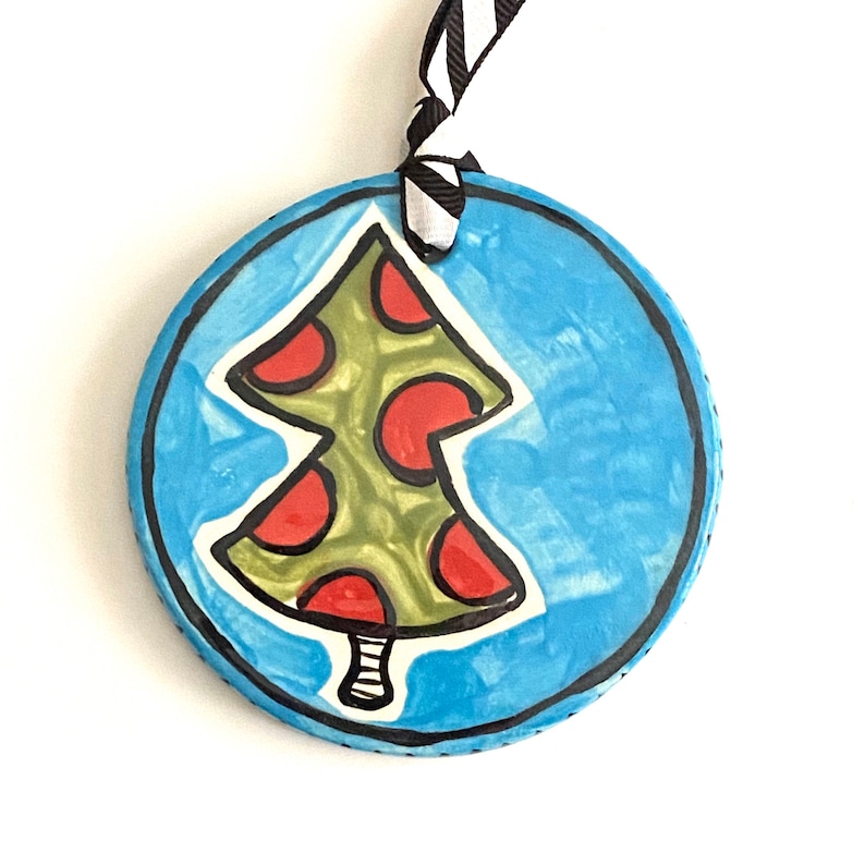 Clay Ornament Funky Christmas Tree Holiday Christmas Etsy