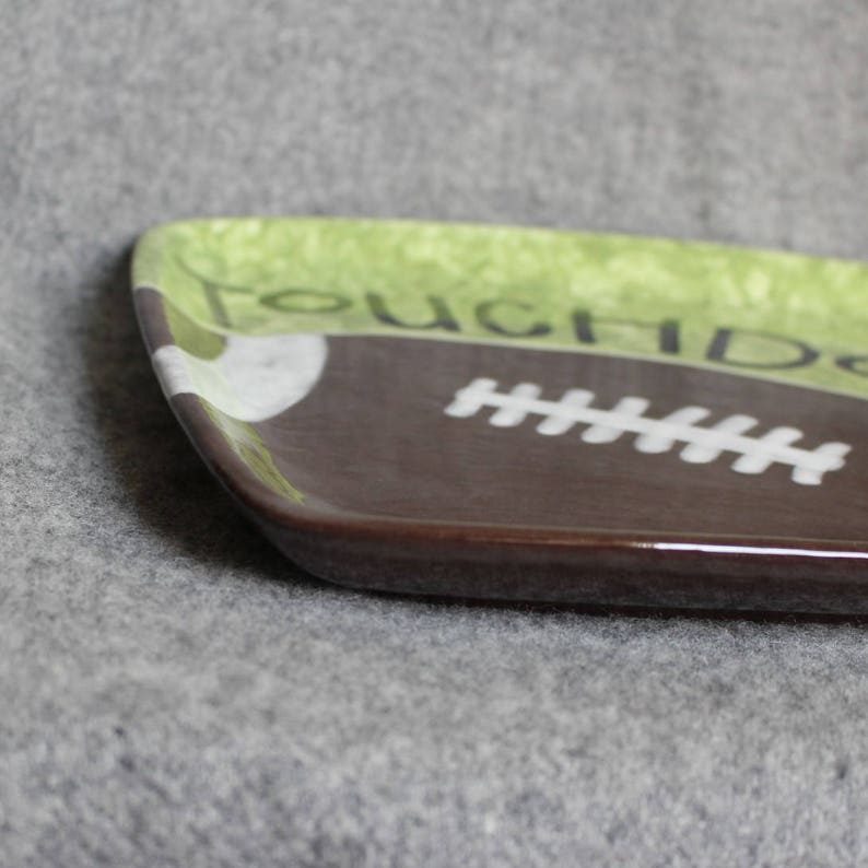 serving dishes tailgating plate super bowl plate football decor football square charger touchdown square platter whimsical pottery