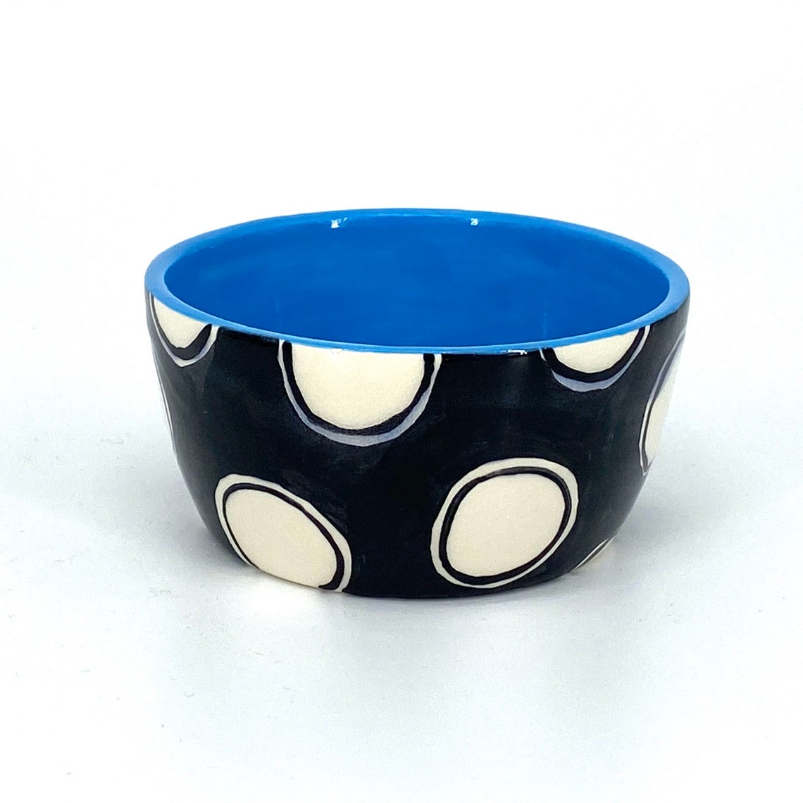 Black dot little bowl salt bowl snack dish dip bowl Etsy