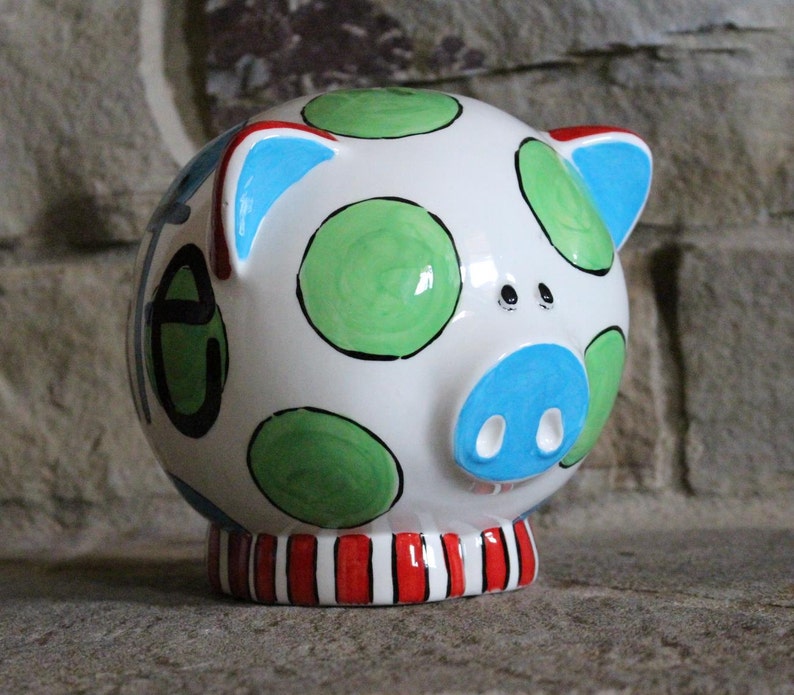 Hand painted pottery personalized piggy bank baby gift Etsy