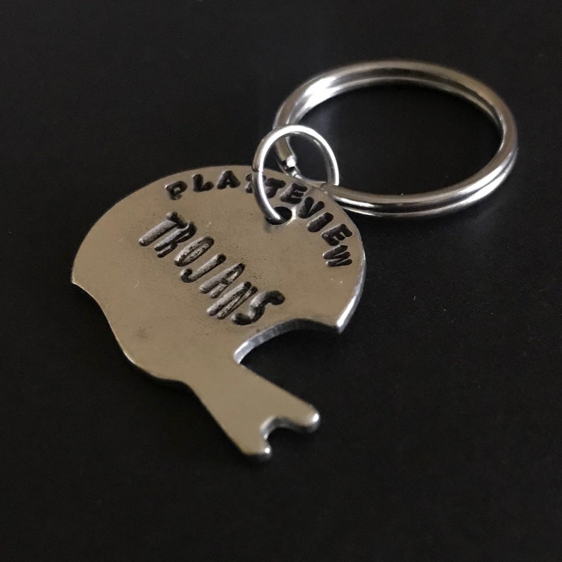 Hand stamped pewter keychain teamname personalized Etsy