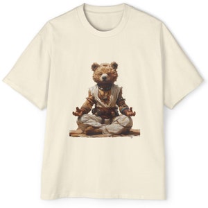 Oversized Men&#39;s Yoga T-Shirt, Oversized Yoga Bear T-shirt, Teddy Bear tee, Oversized Men&#39;s Bear TShirt, Male Yoga T-Shirt, Cool Gift for Him