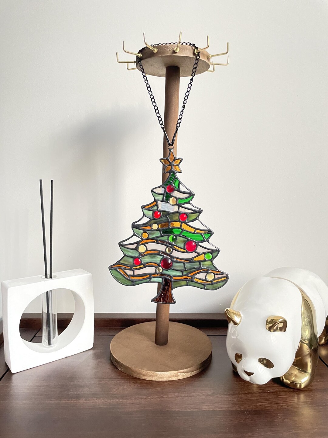 Stained Glass Christmas Tree Suncatcher: Holiday Window Decor - Etsy