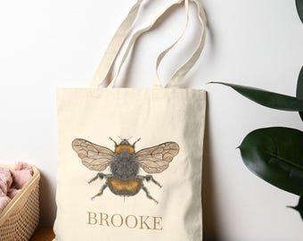 Personalisierte Bienen Design Baumwollsegeltuch-Einkaufstasche 15 "x 16"
