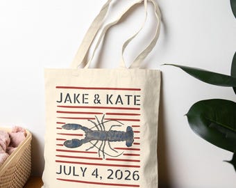 Personalized Lobster Print Cotton Canvas Tote Bag: Wedding Gift