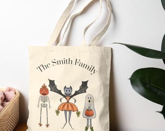 Personalized Halloween Cotton Canvas Tote Bag: Spooky Trick-or-Treat Bag