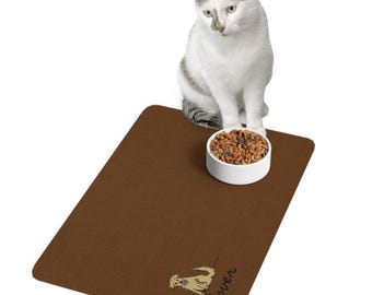 Personalized Pet Food Mat: Non-Slip Polyester, Dog Lover Design